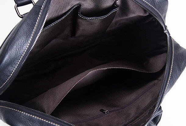 Cool Black leather mens Briefcase laptop Briefcase Work Shoulder Bag for Men