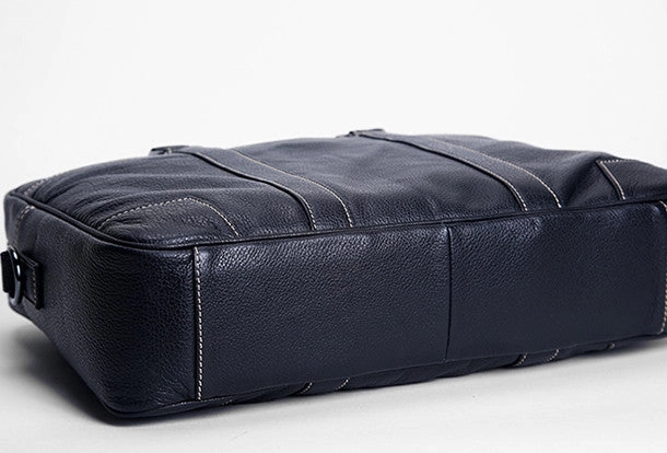 Cool Black leather mens Briefcase laptop Briefcase Work Shoulder Bag for Men