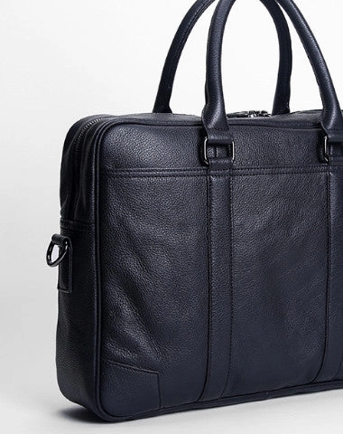 Cool Black leather mens Briefcase laptop Briefcase Work Shoulder Bag for Men