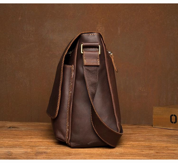Cool Brown Leather 13 inches Mens Courier Bag Messenger Bags Postman Bag for Men