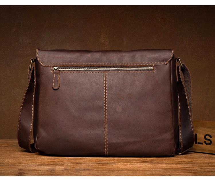 Cool Brown Leather 13 inches Mens Courier Bag Messenger Bags Postman Bag for Men