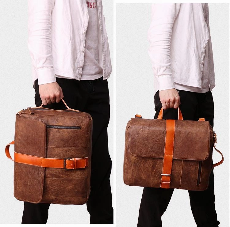 Cool Brown Leather Men's Messenger Bag Handbag Backpack Briefcase For Men
