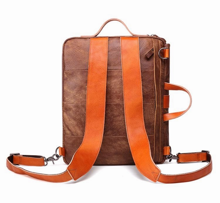 Cool Brown Leather Men's Messenger Bag Handbag Backpack Briefcase For Men