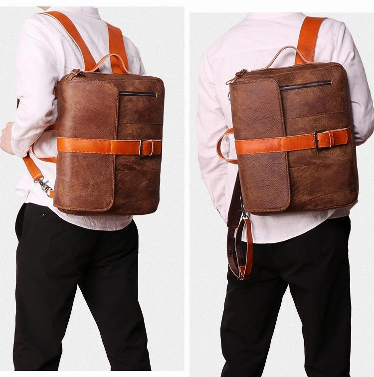 Cool Brown Leather Men's Messenger Bag Handbag Backpack Briefcase For Men