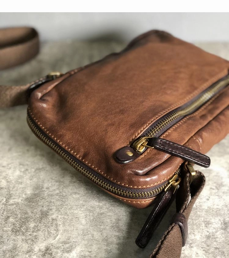 Cool BROWN LEATHER MEN'S Vertical Small Side Bags MESSENGER BAG BLACK Black Courier Bags FOR MEN