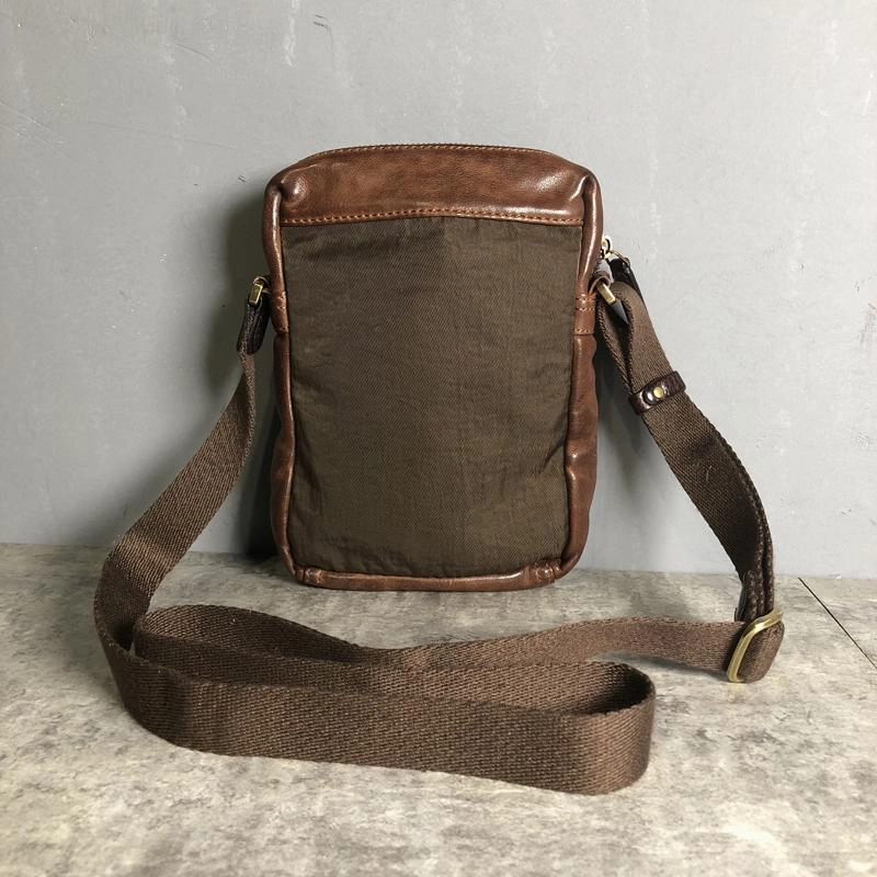 Cool BROWN LEATHER MEN'S Vertical Small Side Bags MESSENGER BAG BLACK Black Courier Bags FOR MEN