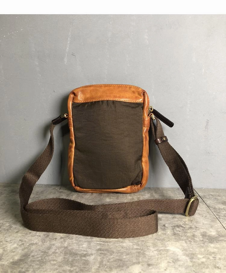 Cool BROWN LEATHER MEN'S Vertical Small Side Bags MESSENGER BAG BLACK Black Courier Bags FOR MEN