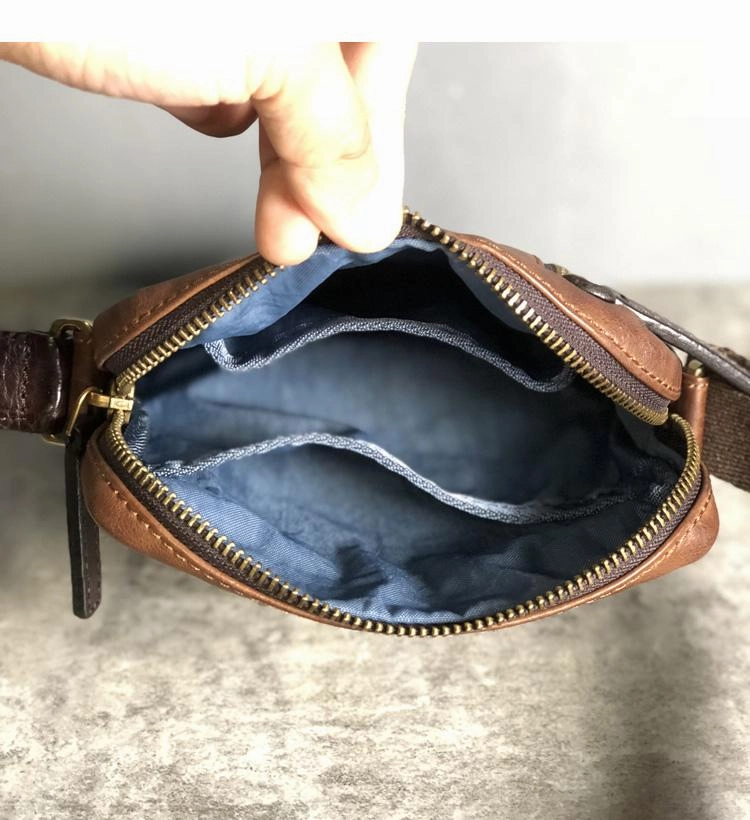 Cool BROWN LEATHER MEN'S Vertical Small Side Bags MESSENGER BAG BLACK Black Courier Bags FOR MEN
