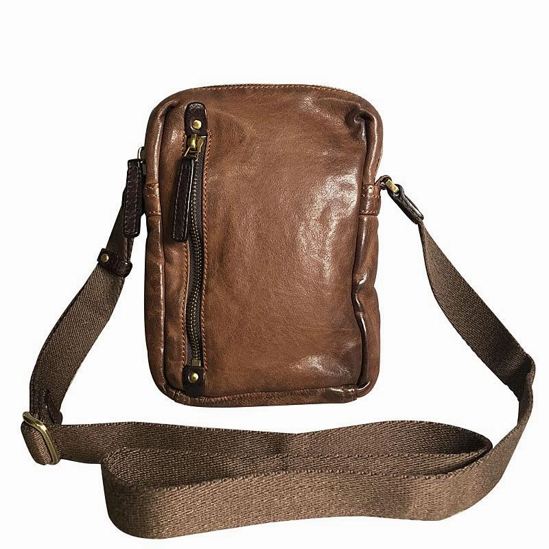 Cool BROWN LEATHER MEN'S Vertical Small Side Bags MESSENGER BAG BLACK Black Courier Bags FOR MEN