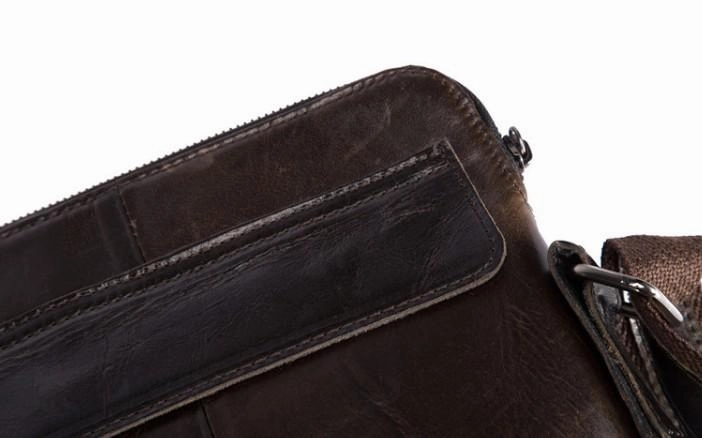 Cool Brown Leather Mens Tablet Messenger Bag Small Side Bag Mini Messenger Bag For Men