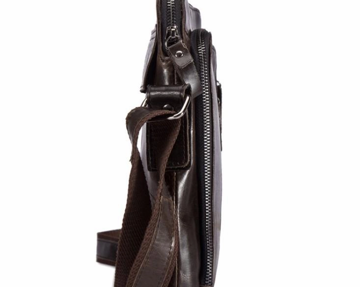 Cool Brown Leather Mens Tablet Messenger Bag Small Side Bag Mini Messenger Bag For Men