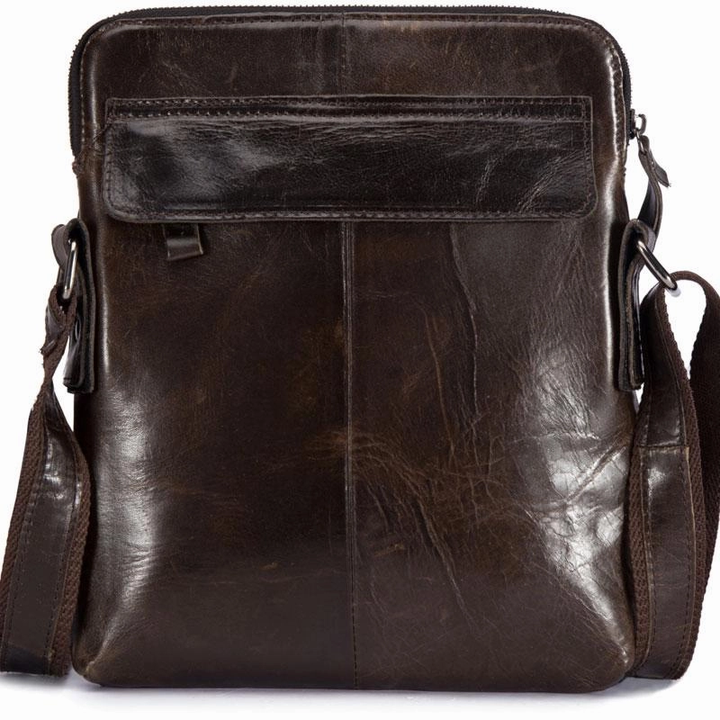 Cool Brown Leather Mens Tablet Messenger Bag Small Side Bag Mini Messenger Bag For Men
