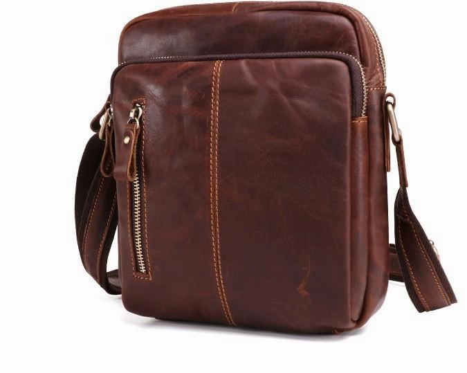Cool Brown Leather Mini Messenger Bags Small Tablet Messenger Bag Side Bag For Men