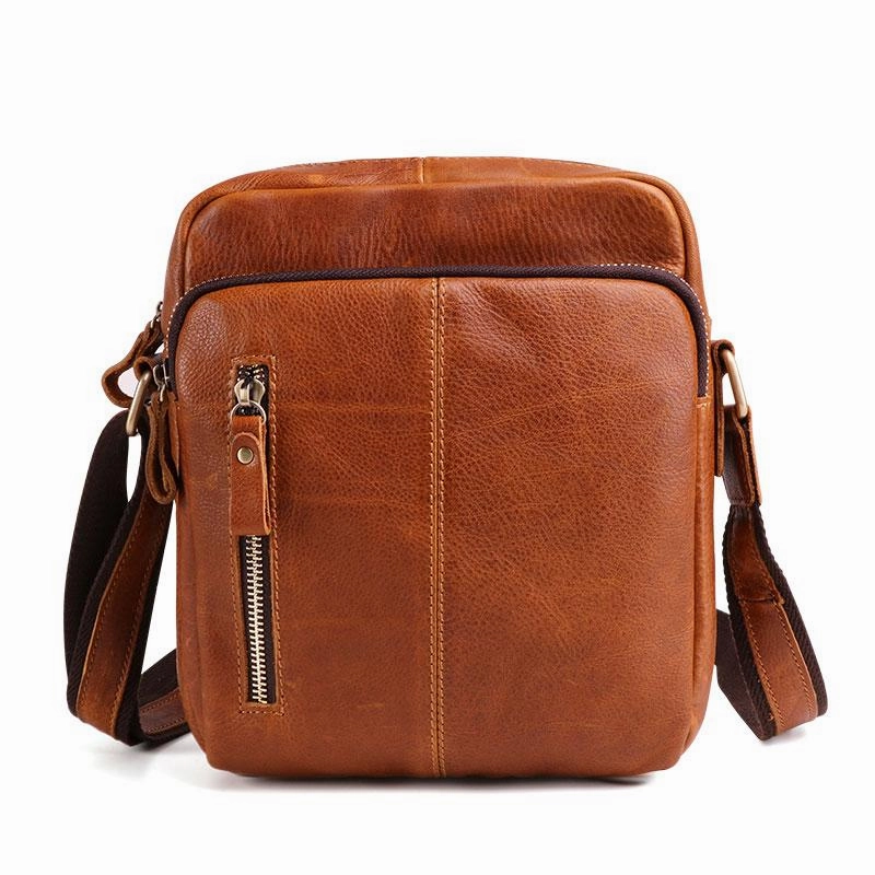 Cool Brown Leather Mini Messenger Bags Small Tablet Messenger Bag Side Bag For Men