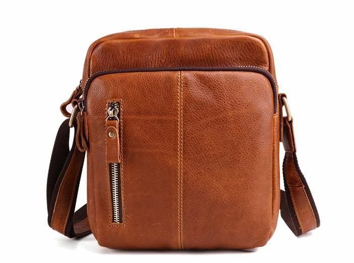 Cool Brown Leather Mini Messenger Bags Small Tablet Messenger Bag Side Bag For Men