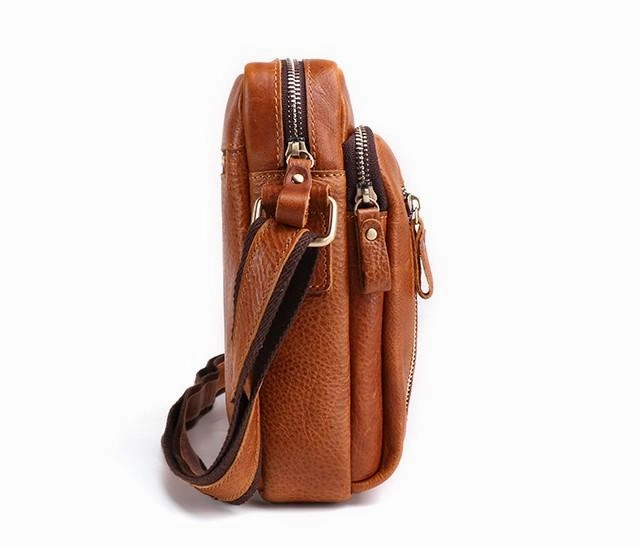 Cool Brown Leather Mini Messenger Bags Small Tablet Messenger Bag Side Bag For Men