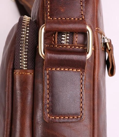 Cool Brown Leather Mini Messenger Bags Small Tablet Messenger Bag Side Bag For Men