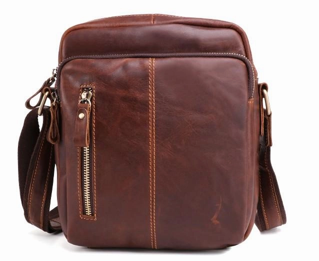 Cool Brown Leather Mini Messenger Bags Small Tablet Messenger Bag Side Bag For Men