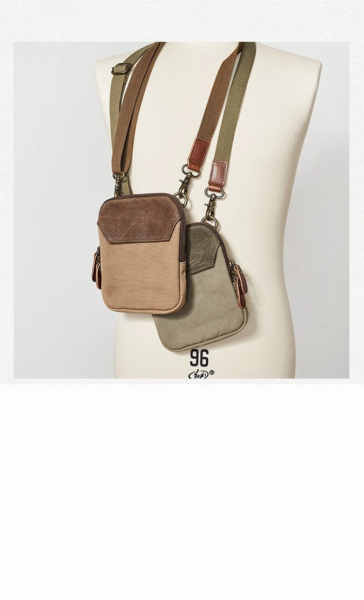 Cool Canvas Mens Mini Side Bag Small Vertical Messenger Bags Courier Bag for Men
