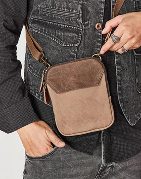 Cool Canvas Mens Mini Side Bag Small Vertical Messenger Bags Courier Bag for Men