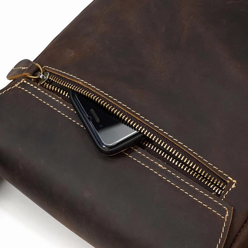 Cool Coffee LEATHER MENS 10 inches Vertical iPAD BAG COURIER BAG Brown MESSENGER BAG FOR MEN