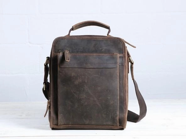 Cool Coffee Vintage Leather Mens Messenger Bags Shoulder Bag for Men