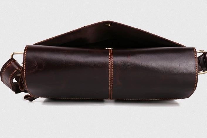 Cool Dark Brown Vintage Leather Small Side Bag Messenger Bag Shoulder Bags For Men