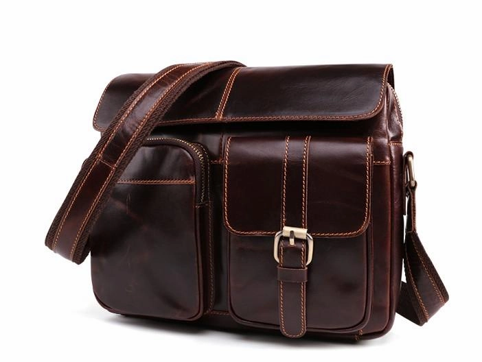 Cool Dark Brown Vintage Leather Small Side Bag Messenger Bag Shoulder Bags For Men