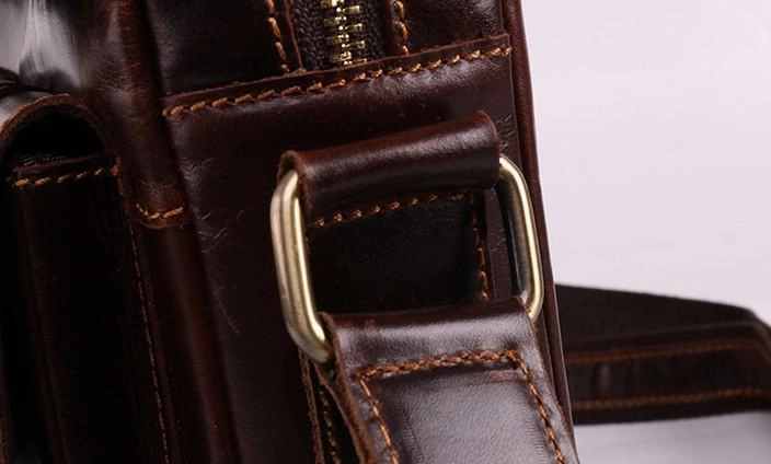 Cool Dark Brown Vintage Leather Small Side Bag Messenger Bag Shoulder Bags For Men