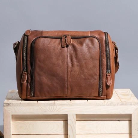 Cool Leather Brown Mens Messenger Bags Vintage Shoulder Bag  for Men