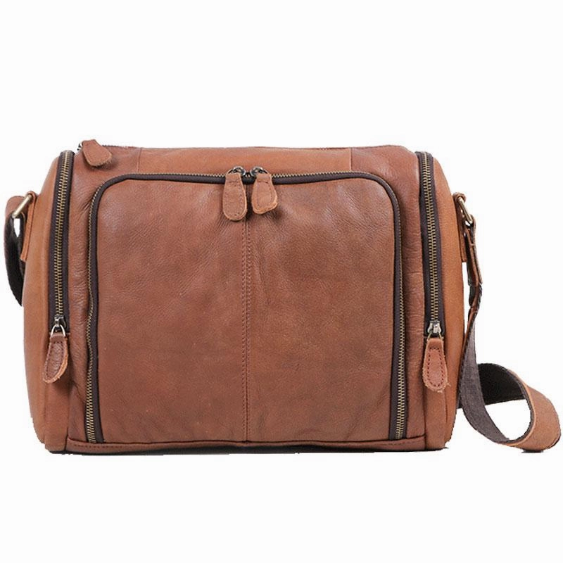 Cool Leather Brown Mens Messenger Bags Vintage Shoulder Bag  for Men