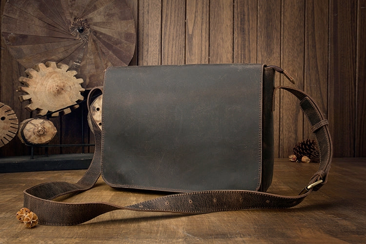 Cool Leather Coffee Mens Side Bag Messenger Bags Vintage Courier Bag for Men