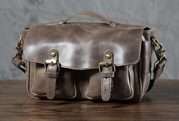Cool leather men Camera bag messenger bags vintage shoulder bag for men