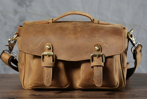 Cool leather men Camera bag messenger bags vintage shoulder bag for men