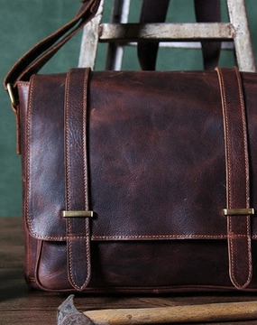Cool leather men messenger large vintage shoulder laptop bag vintage bag
