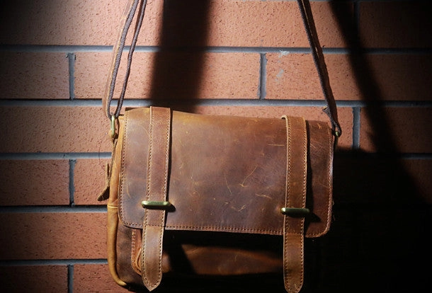 Cool leather men messenger large vintage shoulder laptop bag vintage bag