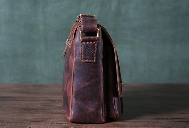 Cool leather men messenger large vintage shoulder laptop bag vintage bag