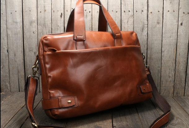 Cool leather mens Briefcase laptop Briefcase Business Bag shoulder bag for men