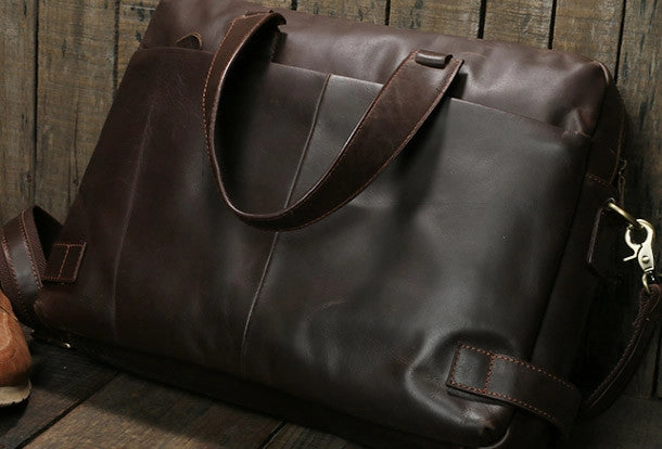 Cool leather mens Briefcase laptop Briefcase Business Bag shoulder bag for men