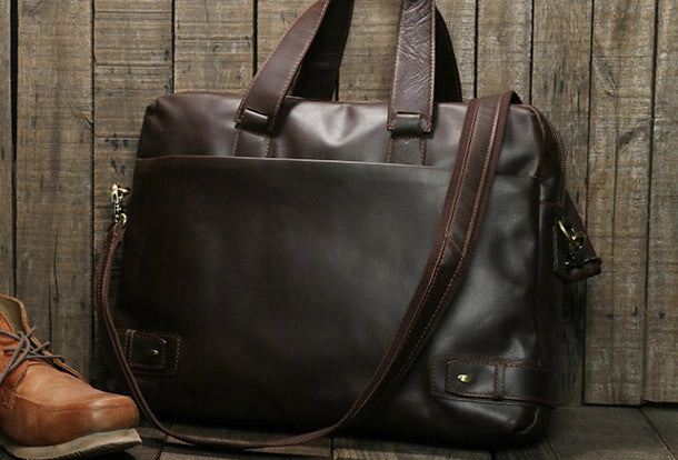 Cool leather mens Briefcase laptop Briefcase Business Bag shoulder bag for men