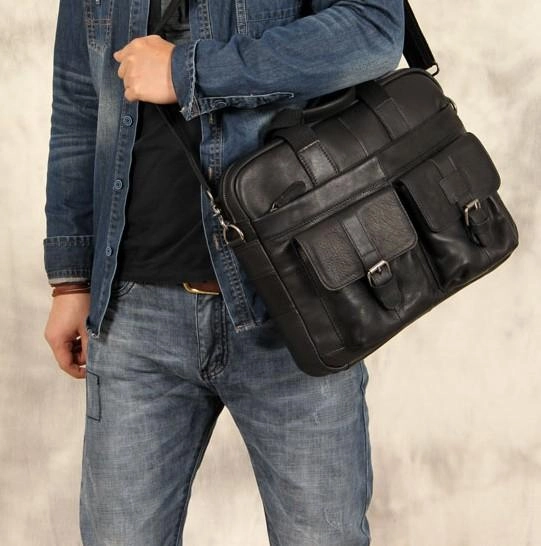 Cool Leather Mens Briefcase Shoulder Bag Handbag Work Bags Business Bag for Men