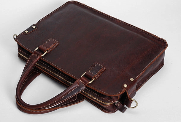 Cool Leather mens Briefcase Vintage Business Briefcase laptop Briefcase for Men