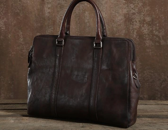 Cool Leather Mens  Briefcase Work Bag Vintage Business Bag Laptop Bags for men