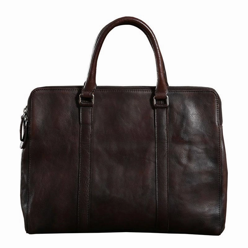 Cool Leather Mens  Briefcase Work Bag Vintage Business Bag Laptop Bags for men
