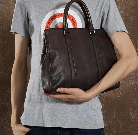 Cool Leather Mens  Briefcase Work Bag Vintage Business Bag Laptop Bags for men