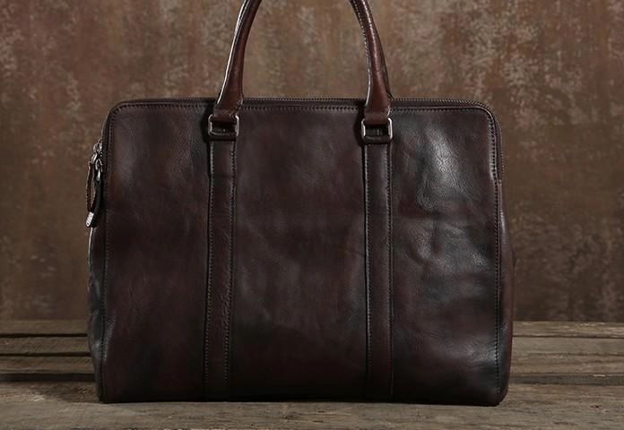 Cool Leather Mens  Briefcase Work Bag Vintage Business Bag Laptop Bags for men