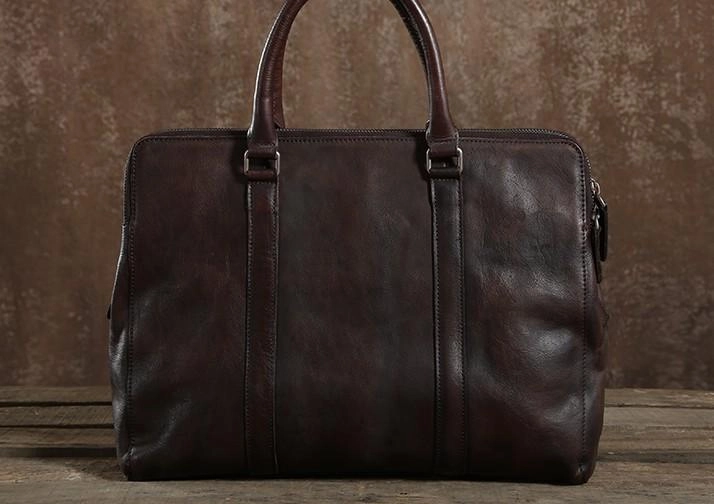 Cool Leather Mens  Briefcase Work Bag Vintage Business Bag Laptop Bags for men