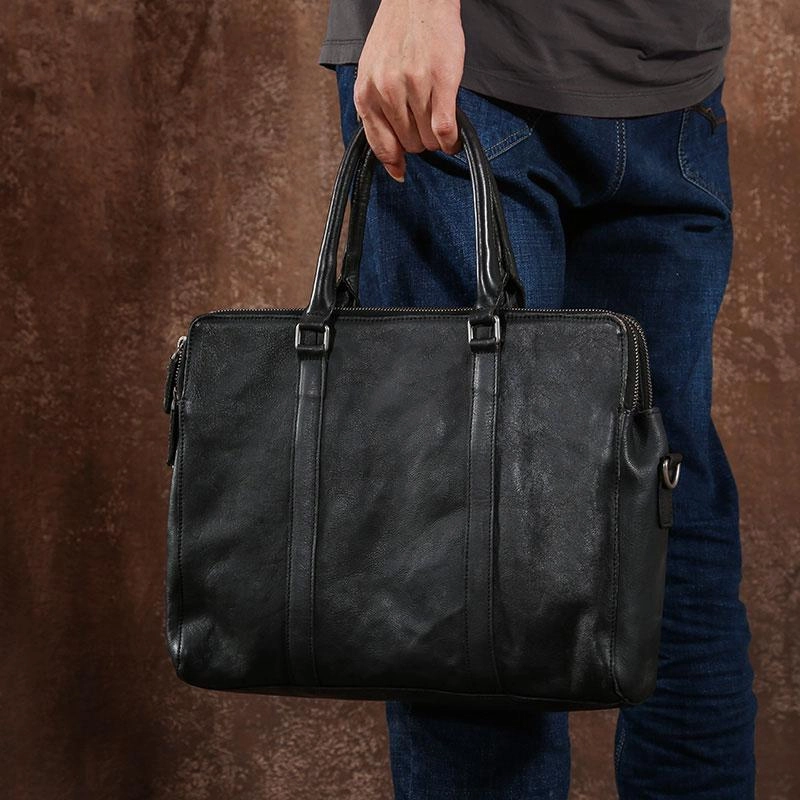 Cool Leather Mens  Briefcase Work Bag Vintage Business Bag Laptop Bags for men