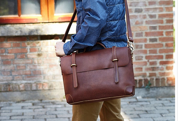 Cool leather mens Briefcase work Briefcase laptop Briefcase Shoulder bag for Men