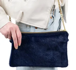 Cowhide Crossbody Purse In Blue
